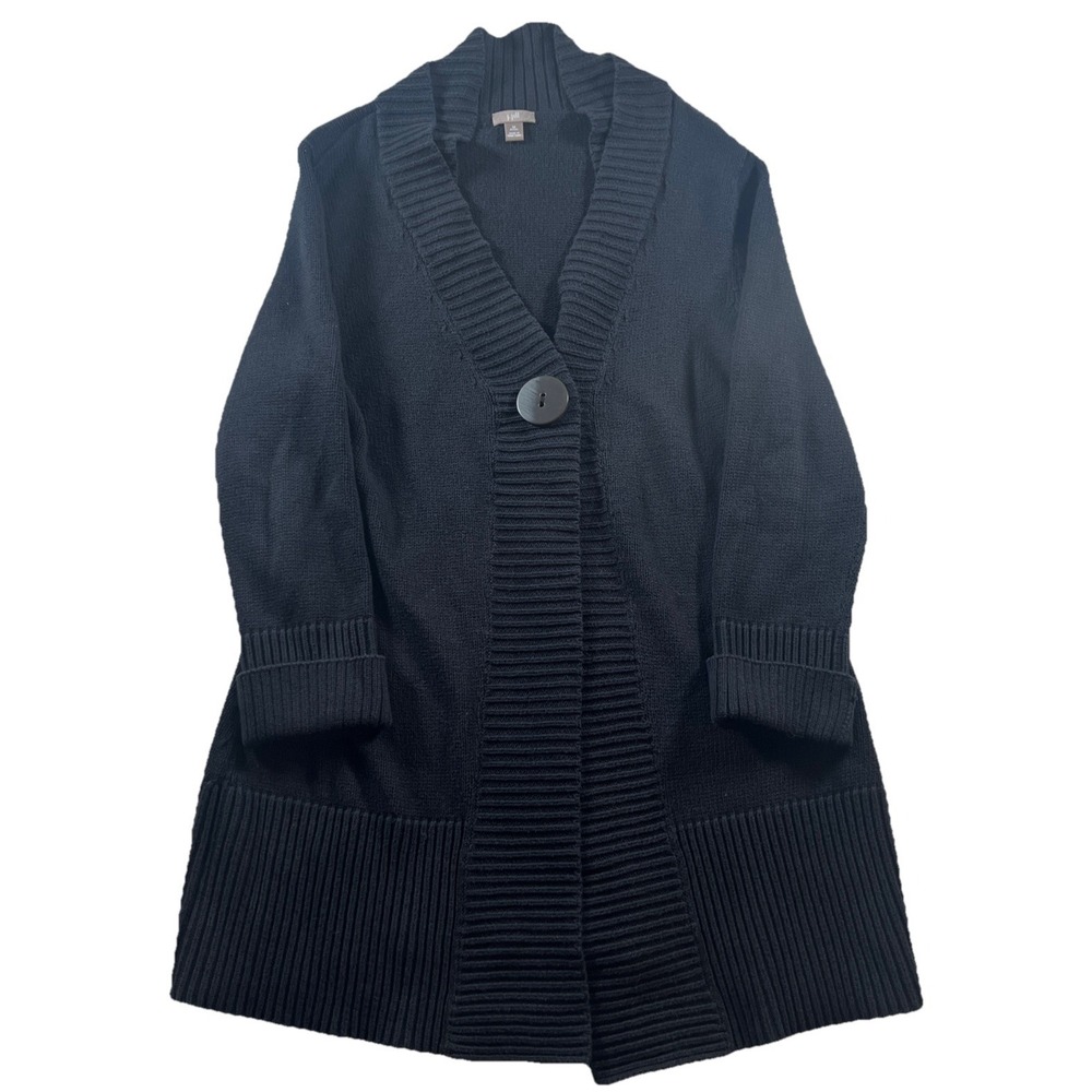J.JILL Sweater M Petite‎ Cashmere Blend Duster Cardigan Knit Long Sleeve Black